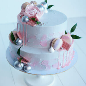 pre1 tort rozovyi s cvetami  2682 300x300 - Торт розовый нежный
