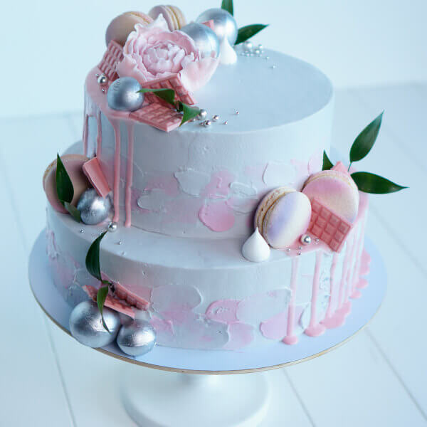 pre1 tort rozovyi s cvetami  2682 - Торт розовый нежный