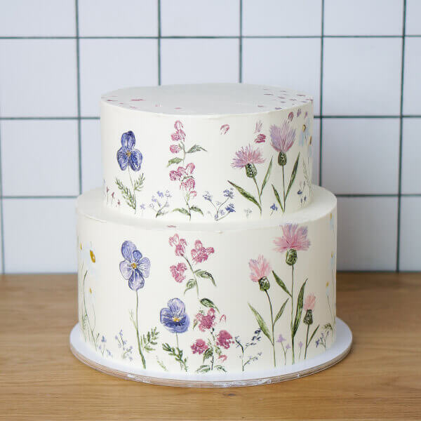 pre1 tort s narisovannymi cvetami  2835 - Торт с нарисованными цветами