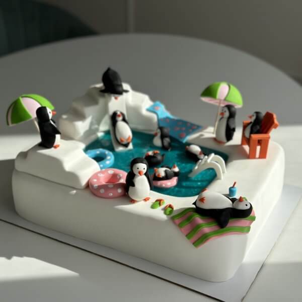 img 1512 600x600 - Торт 3D пингвины на льдине