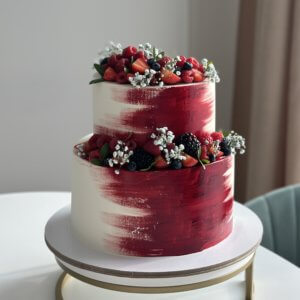 img 2768 300x300 - Торт свадебный бордовые мазки и ягоды
